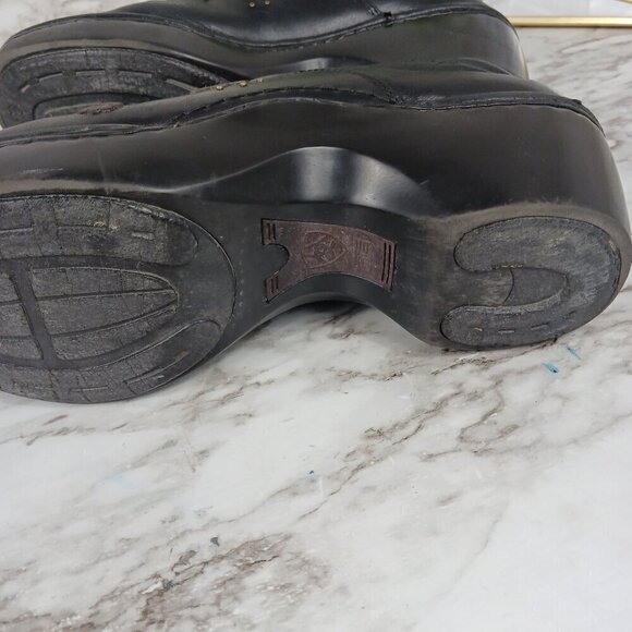 ARIAT Strathmore Studded Clogs Black Leather slip-on Platform size 9.5 women's - Picture 9 of 9